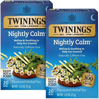 2 Pack - Twinings Nightly Calm Herbal Tea Bags - 20 Count