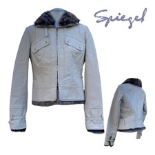 Vintage 90s Y2k Spiegel Womens 6 Leather Moto Jacket Faux Fur Biker Motorcycle