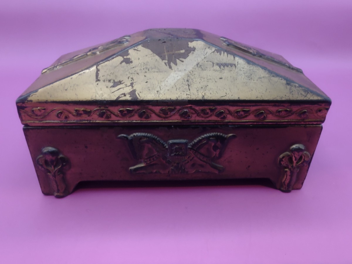 石仏 箱入り antique 神像 ANTIQUE TRINKET BOX, BENEDICT ASSYRIAN GOLD 1060, JEWELRY