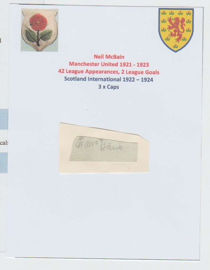 FOOTBALL AUTOGRAPH NEIL MCBAIN MANCHESTER UNITED 19211923 RARE ORIGINAL SIG eBay