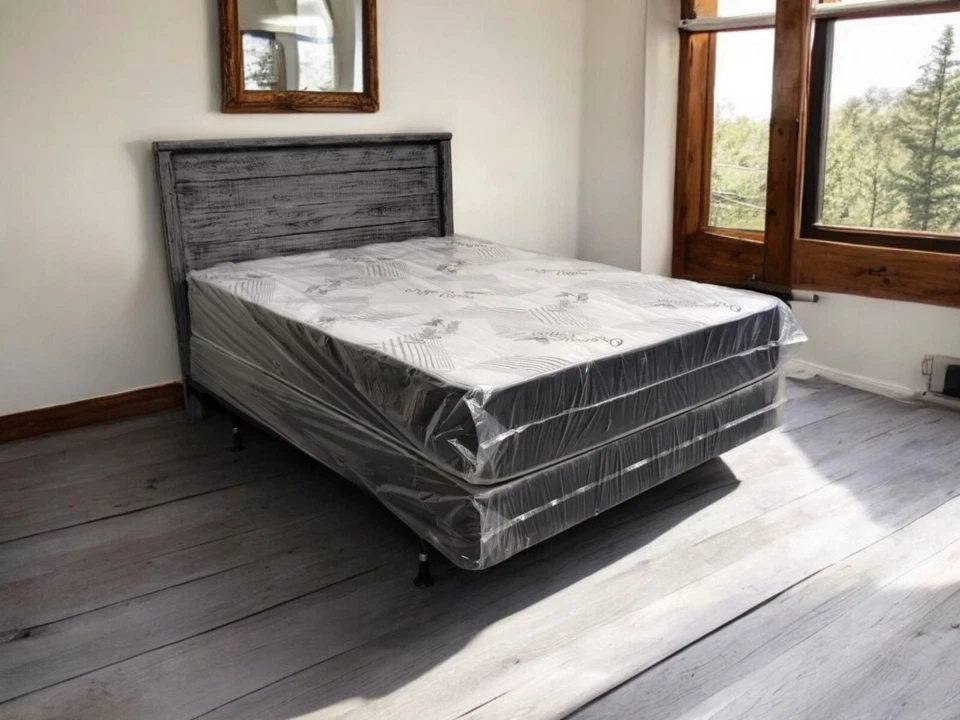 Cabecero Completo Clásico Gris Envejecido Hecho a Mano de Madera Maciza Hecho en EE. UU. HBFCY Foto 2 de 4