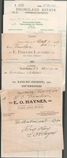 1900s Lot of five Bill Heads Letterheads EO Haynes Louis Simon E Phillips Laundr