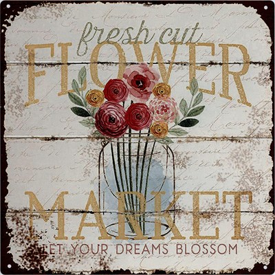 Moritz Blechschild fresh cut Flower Market 30 x 30 cm Retro Vintage Tin sign