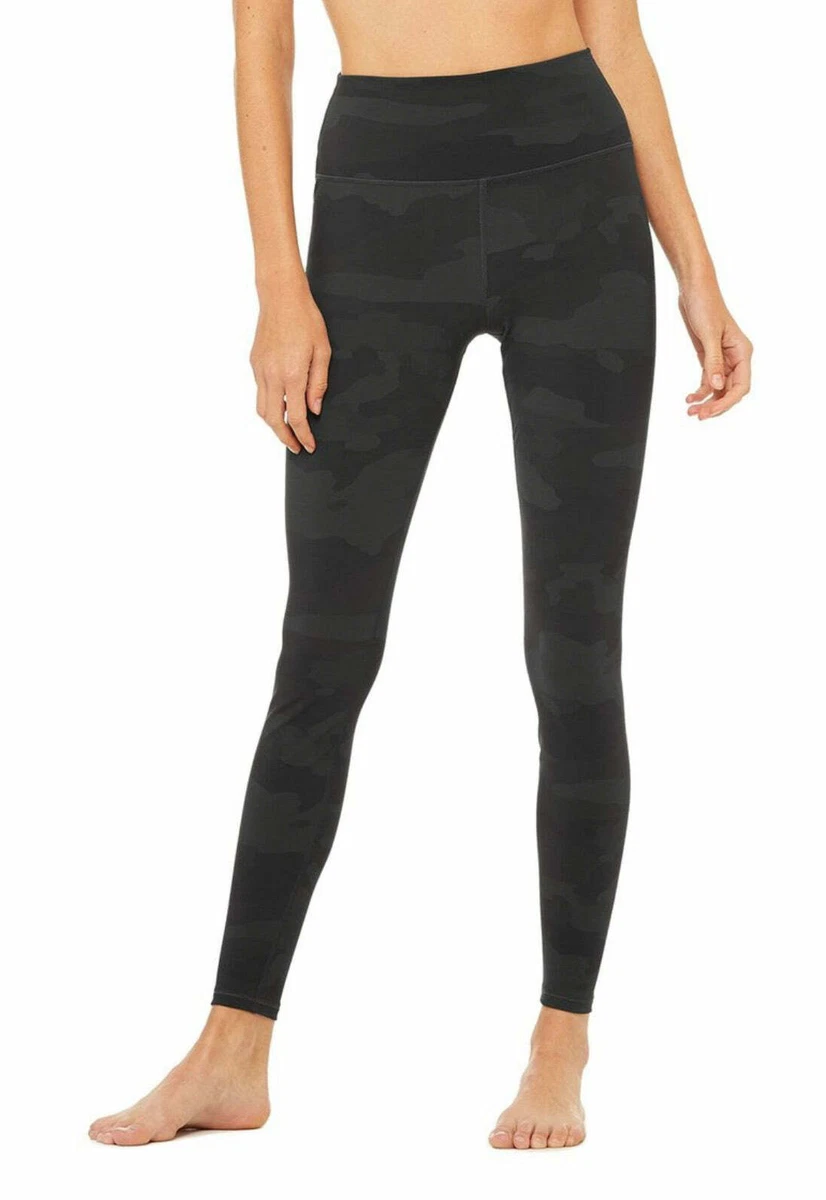 ALO W5635R HIGH WAIST VAPOR LEGGING BLACK CAMOUFLAGE XS XSMALL NEW