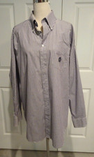 Chaps Ralph Lauren Mens Purple Striped Long Sleeved Dress Shirt Sz 17 -34/35