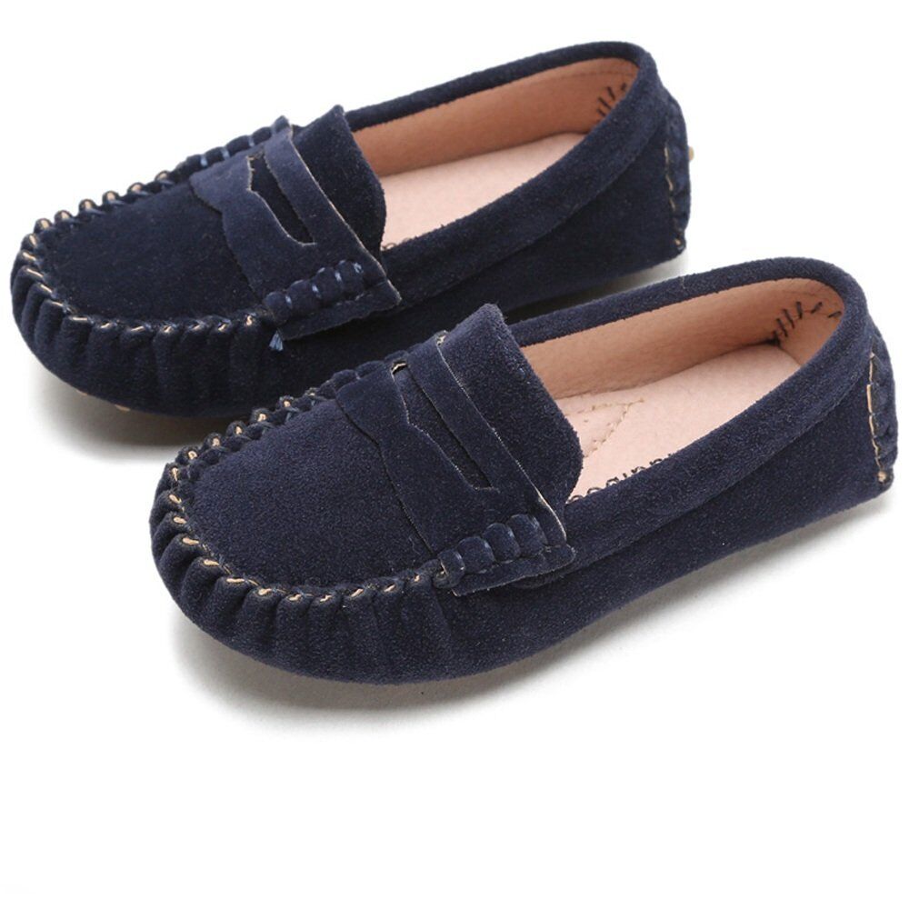 【INCHANT ME】Stitched Square Penny Loafers Battle Men Penny Loafers for Little Kids Square Moc Toe