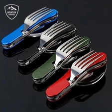4 in 1 Outdoor Tableware Fork/Spoon/Knife/Bottle Opener Camping Stainless Steel