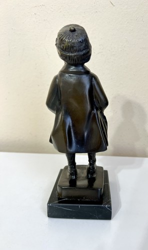 "Antigua estatuilla de bronce de bolsillo para manos de niño de 8"" estatua escultura decoración base de mármol" - Imagen 8 de 16