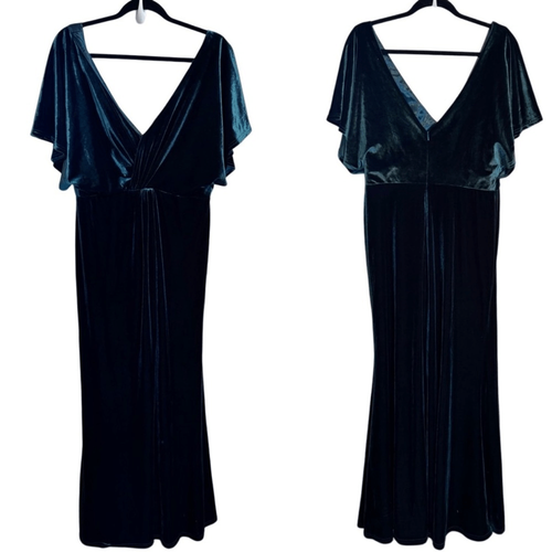 Revelry- Women’s Bridesmaid Wedding Gwen Velvet Dress in Emerald 613, Size 14 - Picture 7 of 16