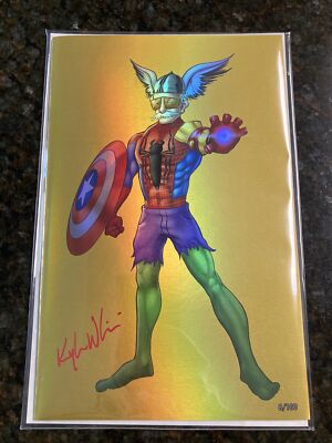 Kyle Willis Stan Lee Gold Foil Scrapbook 8/100 Signed