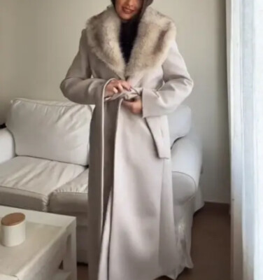 ZARA ZW COLLECTION FAUX FUR COLLAR COAT STONE NEW 2024 SIZES ZARA ZW COLLECTION FAUX FUR COLLAR COAT STONE NEW 2024 SIZES