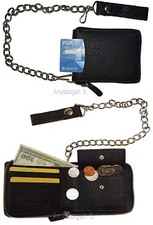 Biker's Chain wallet. Leather Zip around wallet, Motorcycle Trucker Biker wallet