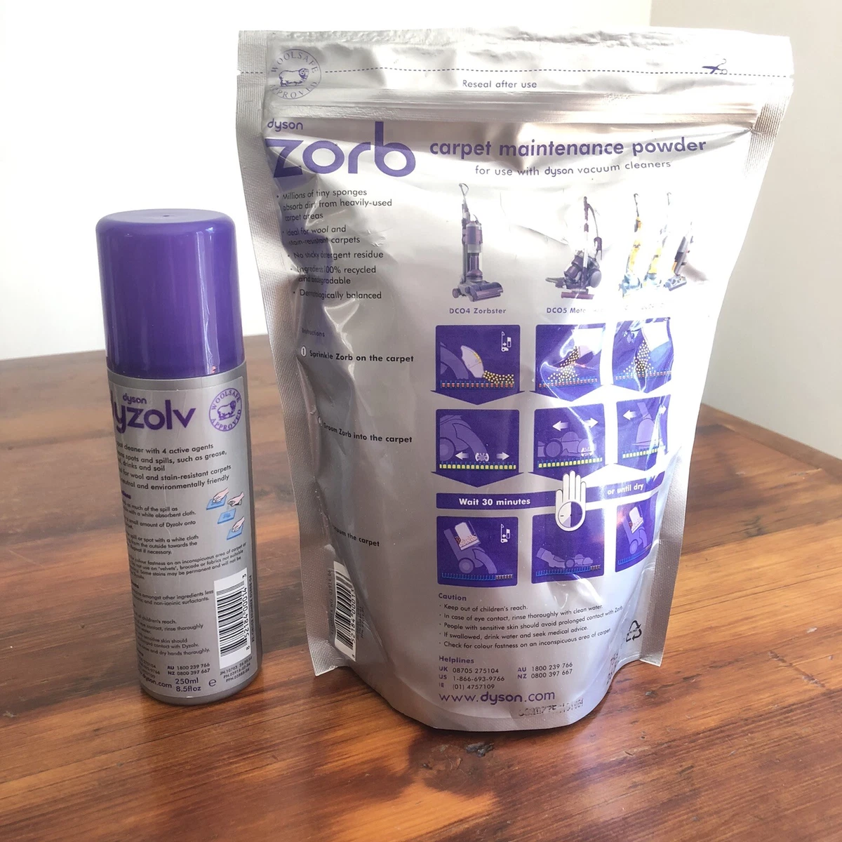 Dyson Zorb Carpet Powder With Dyson Dyzolv Spray Bottle Spot