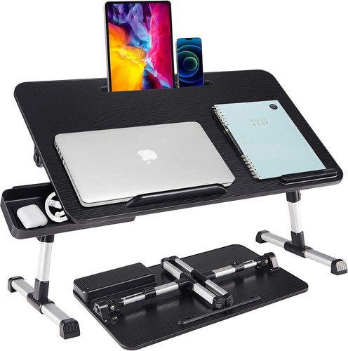 Adjustable Lap Desk with Storage Drawer, Foldable Legs for Work & Relaxation