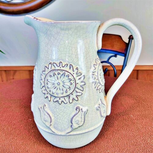 Mud Pie Terracotta French Cottage SHabby Chic Flower Pitcher Aged White 60 oz - Picture 1 of 8