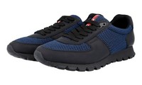 Luxus Prada Sneaker Schuhe 4E2700 Schwarz Blau Gummiertes Leder Neu 8 42 42,5