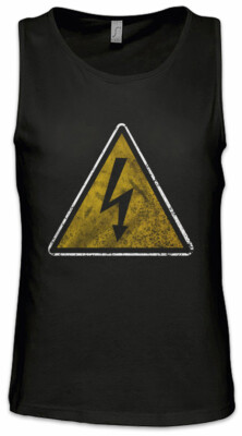Caution High Voltage Vintage Logo Sign Herren Tank Top Hochspannung AC/DC
