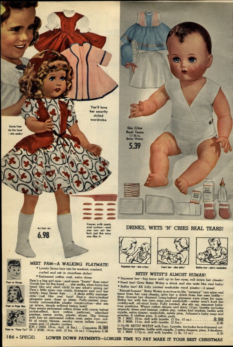 1954 PAPER AD 3 PG Ideal Betsy Wetsy Doll Toni Big Eyes Pam Red