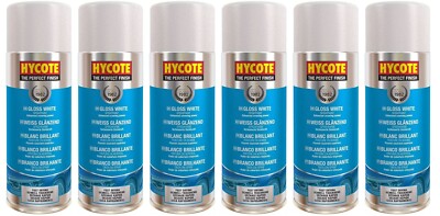 6x Hycote GLANZWEISS Sprühlack Mehrzweck Auto Basteln schnelltrocknend (6x400ml)