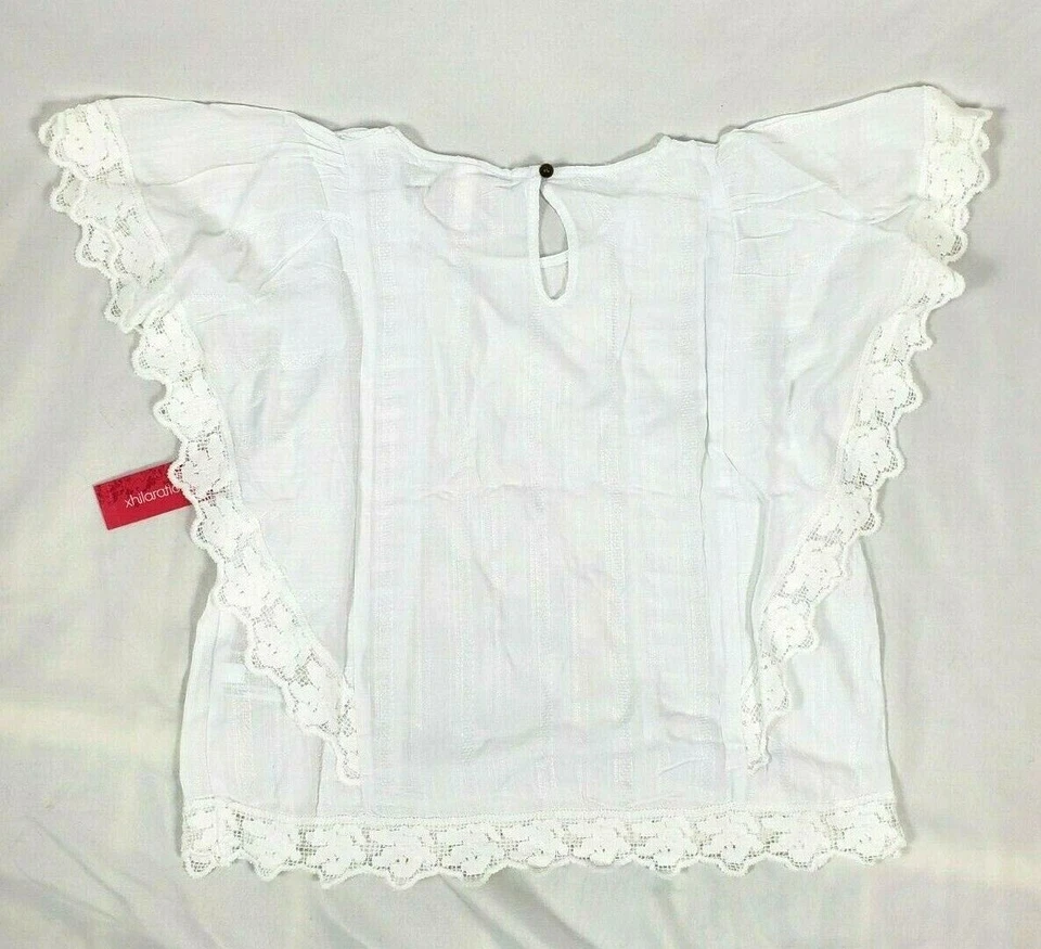 Blusa de manga corta floral de encaje blanco Xhilaration para niñas, mediana Foto 2 de 2