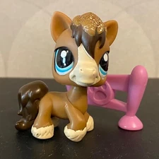Authentic Littlest Pet Shop #2292 Brown Glitter Clydesdale Horse Pony Euro