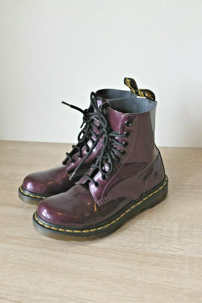 Waarschijnlijk stoom hypothese Dr. Martens Boot Pascal Purple Patent Leather Ankle 37 61460 Doc Combat  Girls | eBay