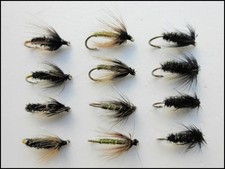 Wet Trout Flies, 12 Greenwell Glory, Coch y Bondhhu, Black & Peacock, 10/12/14