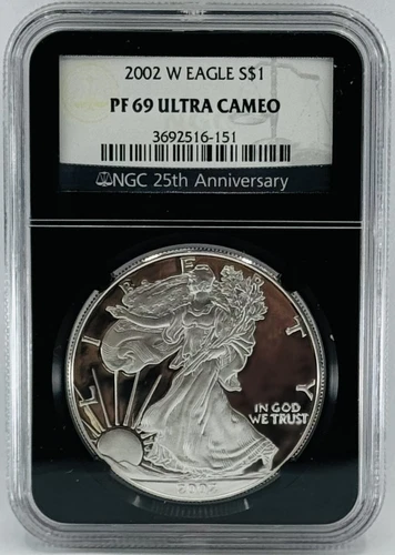 2002-W Silver Eagle $1 NGC: PF 69 Ultra Cameo #C604