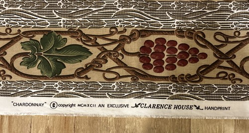 Clarence House "Chardonnay" Hand Printed Fabric. 10 Yds x 54” Vintage 1992 - Picture 3 of 3