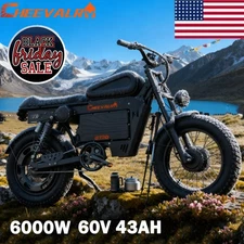 6000W E-Motorcycle 60V 43AH Electric Dirt Bike 37 MPH 20*4.5" E-Mountainbike US