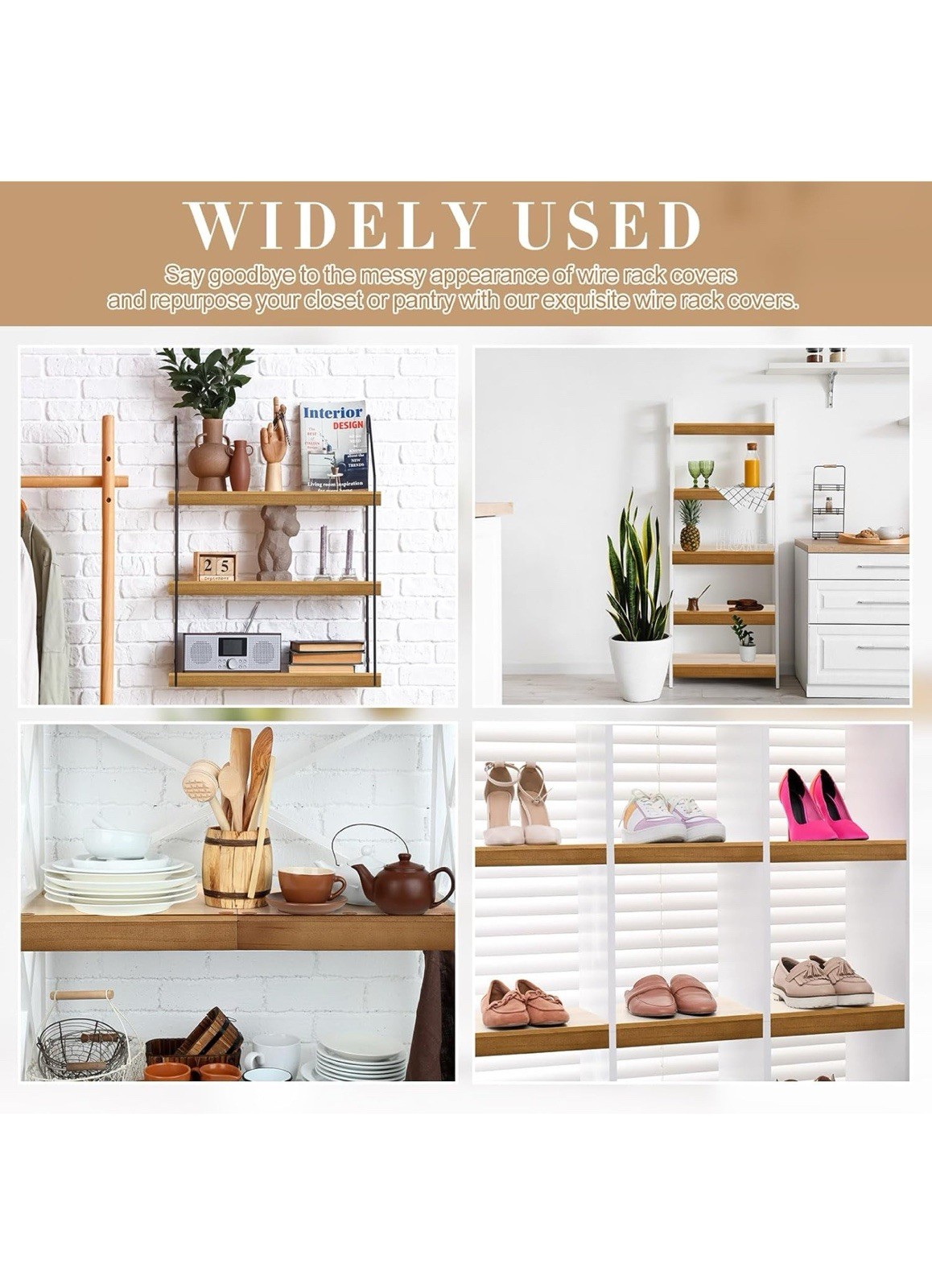 6 Sets 12 x 16 Inch Wire Shelf Cover Wood Shelf Covers for Wire Shelving Remo...