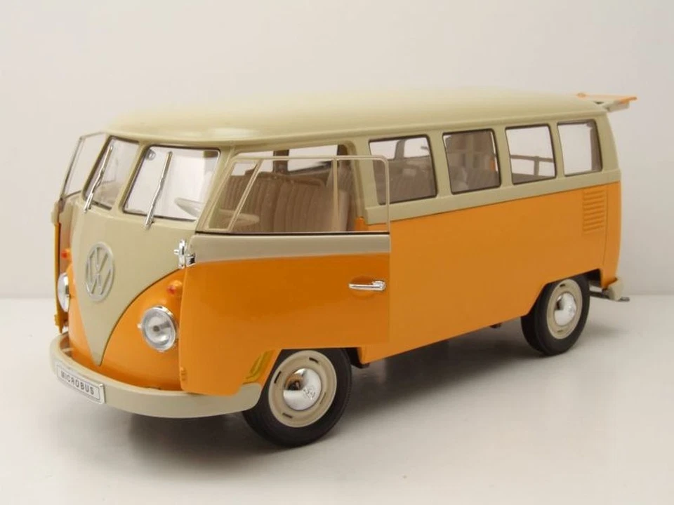 VW T1 Bus Fensterbus 1963 Giallo Beige Modellino 1:18 Welly - Immagine 4 di 4