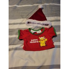Build-A-Bear Pok mon Pikachu Happy Holidays Shirt  Santa Hat Christmas