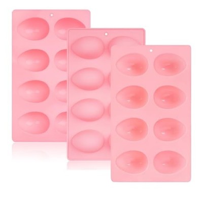 8 Cavity Silicone Egg Molds Set of for Easter Silicone Egg Pan Baking 3 Pink