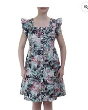 Beach Lunch Lounge Womens Flutter Sleeve Button Front Knee Length Dress Size XL