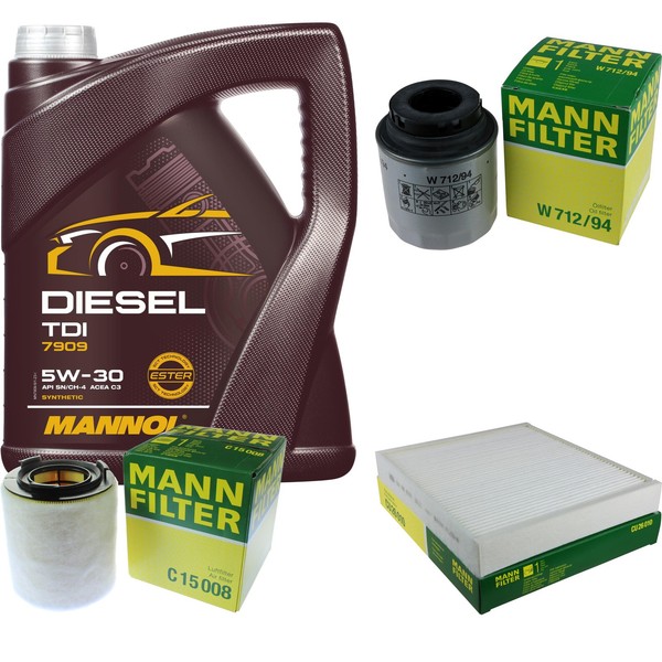 Inspektionspaket 5L Mannol Diesel TDI 5W-30 FüR VW Polo 1.2 TSI 1.4 GTI Audi A1-image