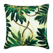 Green Decorative Throw Pillow Cover, 16"x16" Cotton Cushion - Tropical Girl