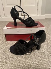 So Danca Ladies Ballroom Danche Shoes 5 1/2 L, Mesh, 2 Way Strap Black heel 3.5  