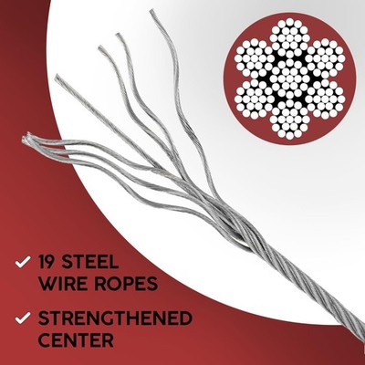 2-Pack 9.6 FT Garage Door Torsion Spring Cables – Heavy Duty 304 Steel, Replacement Cable Wire For Standard Lift Doors