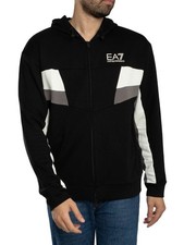 EA7 Men's Logo Jersey Zip Hoodie, Black