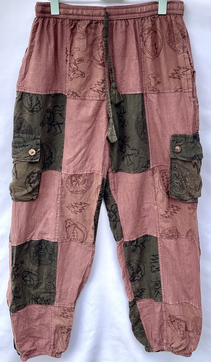 Grateful Dead Patchwork Harem Pants Size L Rose P… - image 1
