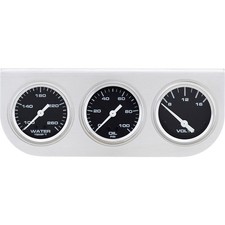 Speedway 3-gauge Set With Aluminum Panel Black Brushed
