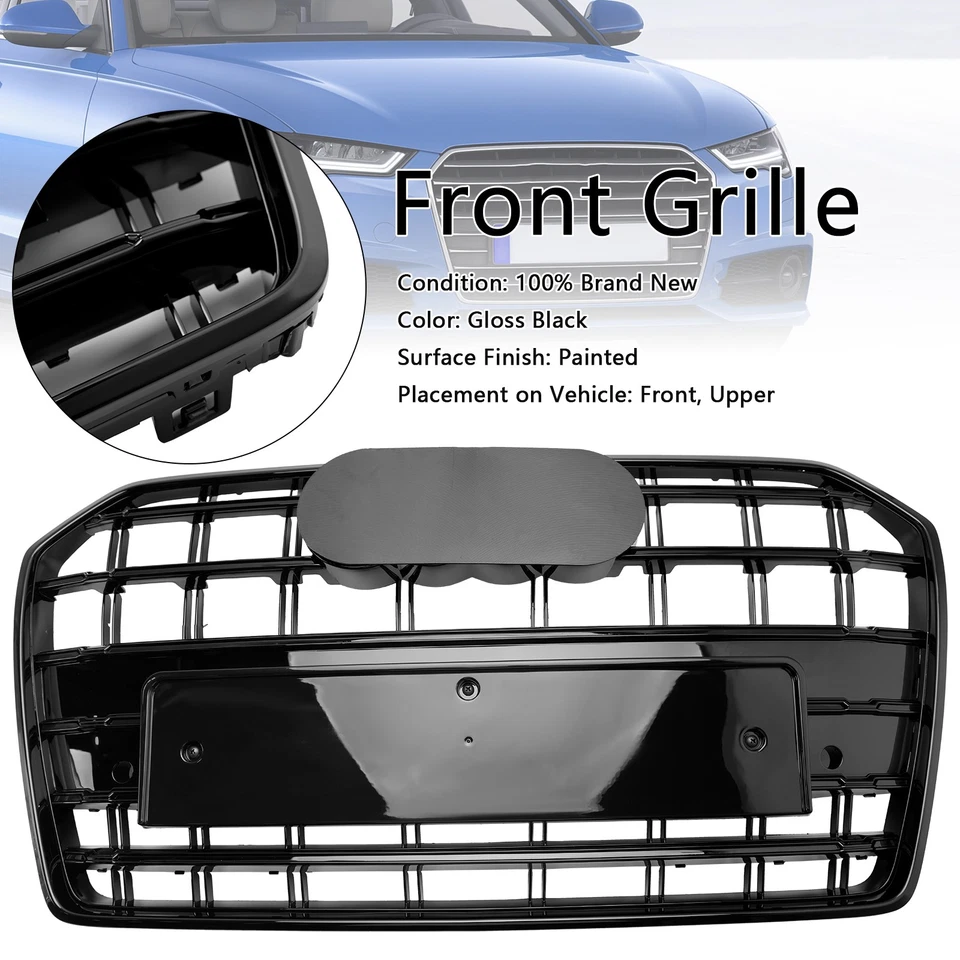 🚀S6 Style Front Bumper Grille Grill For Audi A6 S6 C7 2016-2018 2017 Black Foto 2 de 4