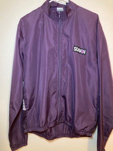Vintage Sugoi Windbreaker Cycling Jacket L Purple Full Zip Mock Neck Outdoor - Picture 2 of 4