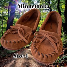 NEW Minnetonka 407T Kilty Moc Chestnut Brown Suede Moccasins