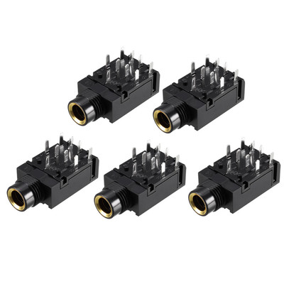 5Pcs PCB Mount 6.35mm 9 Pin Socket Headphone Stereo Jack Audio Video Connector