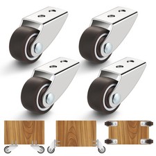 4 PCS 1 Inch Small Rigid Caster Wheel Mini Fixed Low Profile Rubber Roller