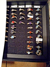 Unbranded natural gemstone rings all set in silver plate size 2.5, 3,4,5,6