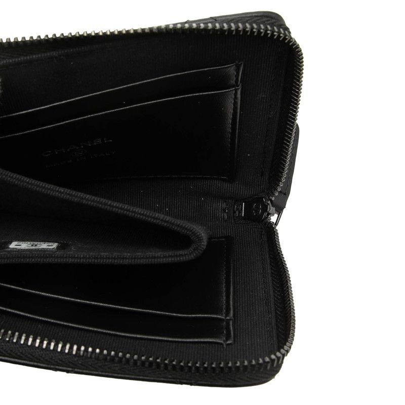 Chanel Coco Mark Matelassé Coin Case Compact Wallet L-Zip AP3997 So Black image 4