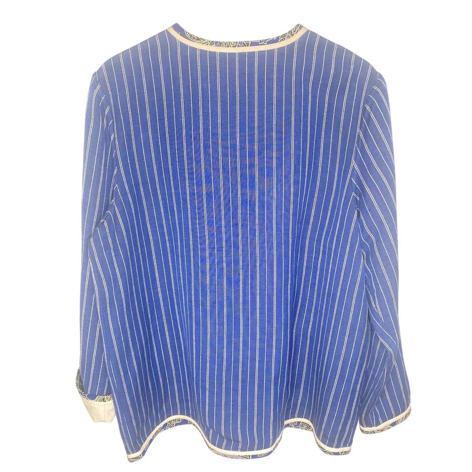 Koos of Course Reversible Blue Pinstripe and Cream 4 button Linen Jacket Size Lg - Image 2 of 4